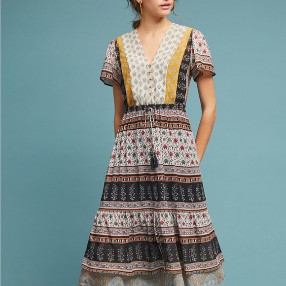 Anthropologie One September Ruffled Tiered Midi Dress - Picture 1 of 5